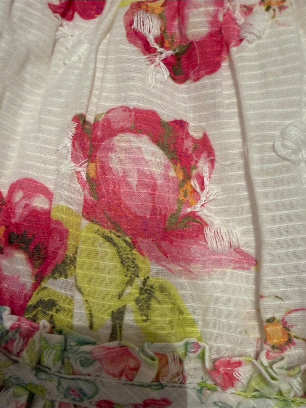 LoveShackFancy Floral Tiered Mini Skirt - Pink & Green on Cream - Picture 3 of 4